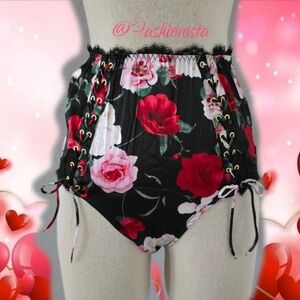 NEW (M) Victoria's Secret VERY Sexy Atelier Satin lace-trim high waisted panty